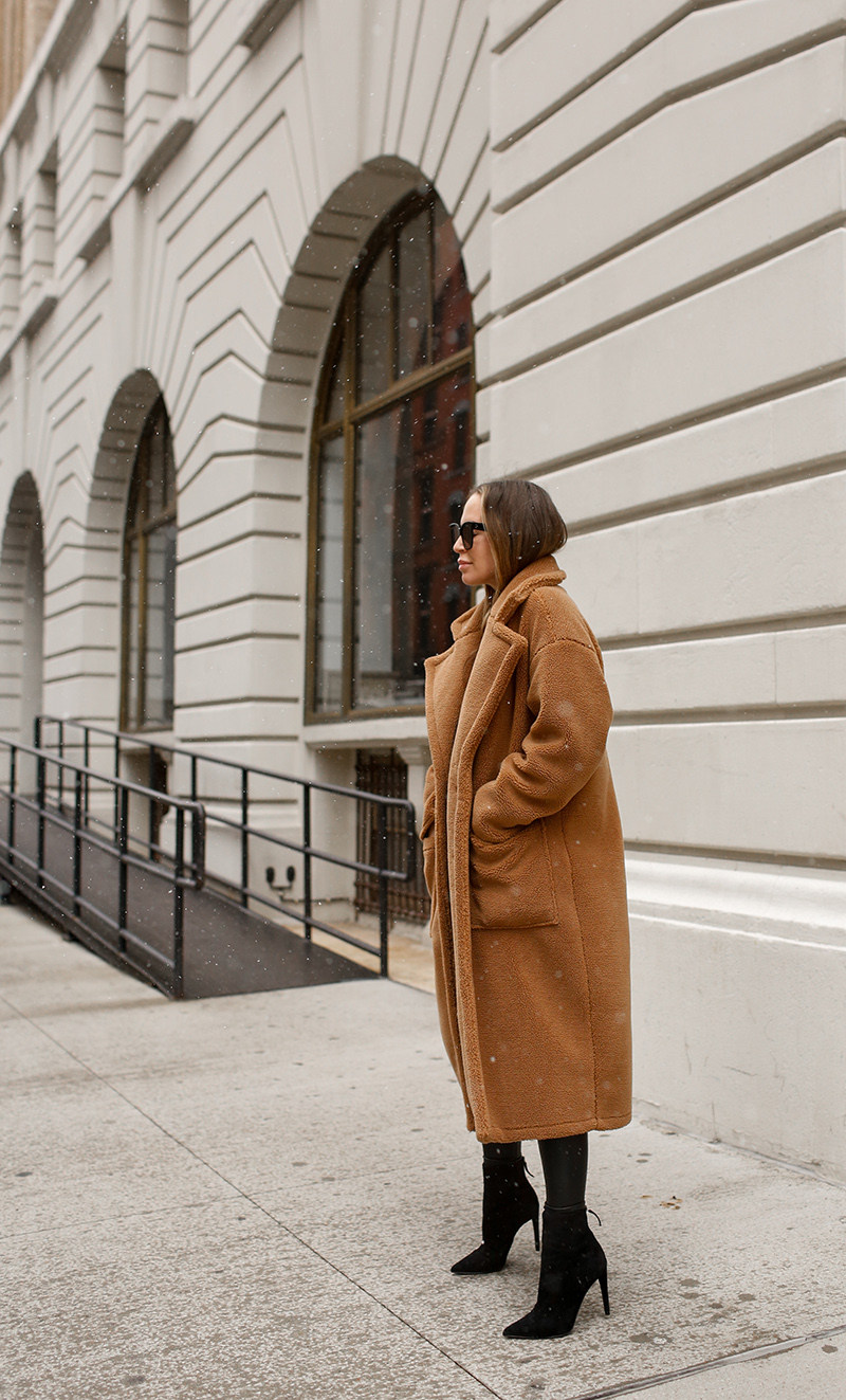 Billie the Label Bronte Faux Shearling Trench Coat, Winter Camel Coat, Helena of Brooklyn Blonde