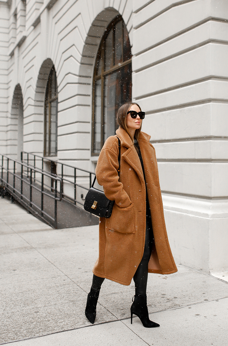 Billie the Label Bronte Faux Shearling Trench Coat, Winter Camel Coat, Helena of Brooklyn Blonde