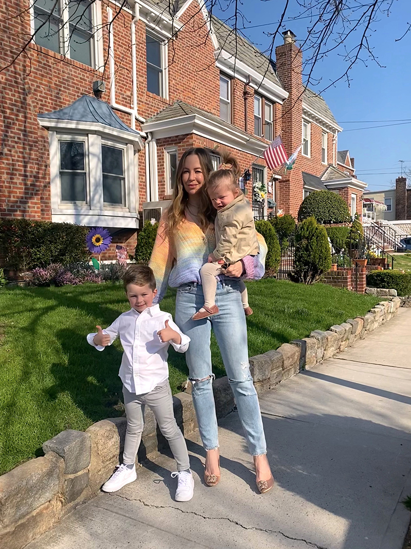 woman with her children on the streets