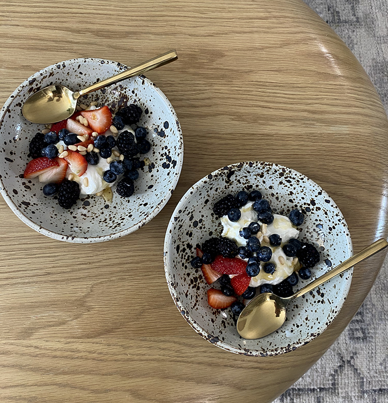 two bowls of fruits and cream for Weekend Notes