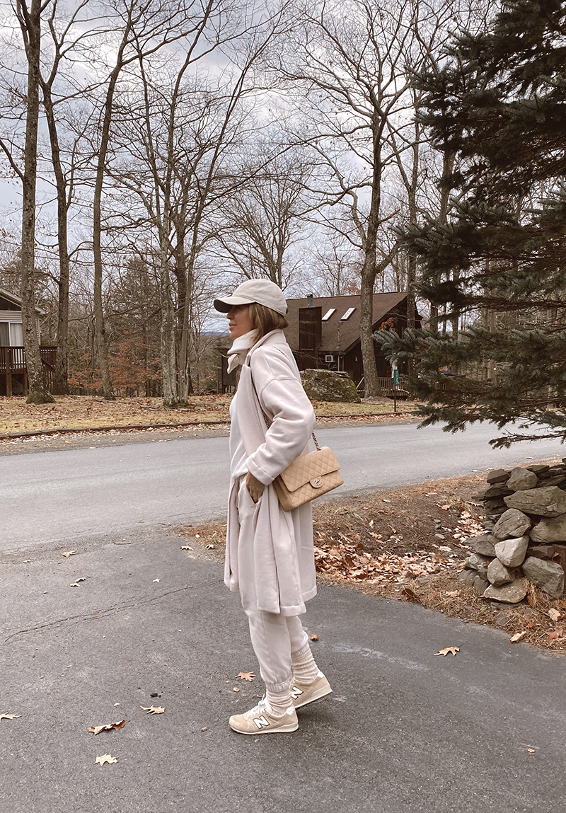 woman wearing all beige outfit for Week Between