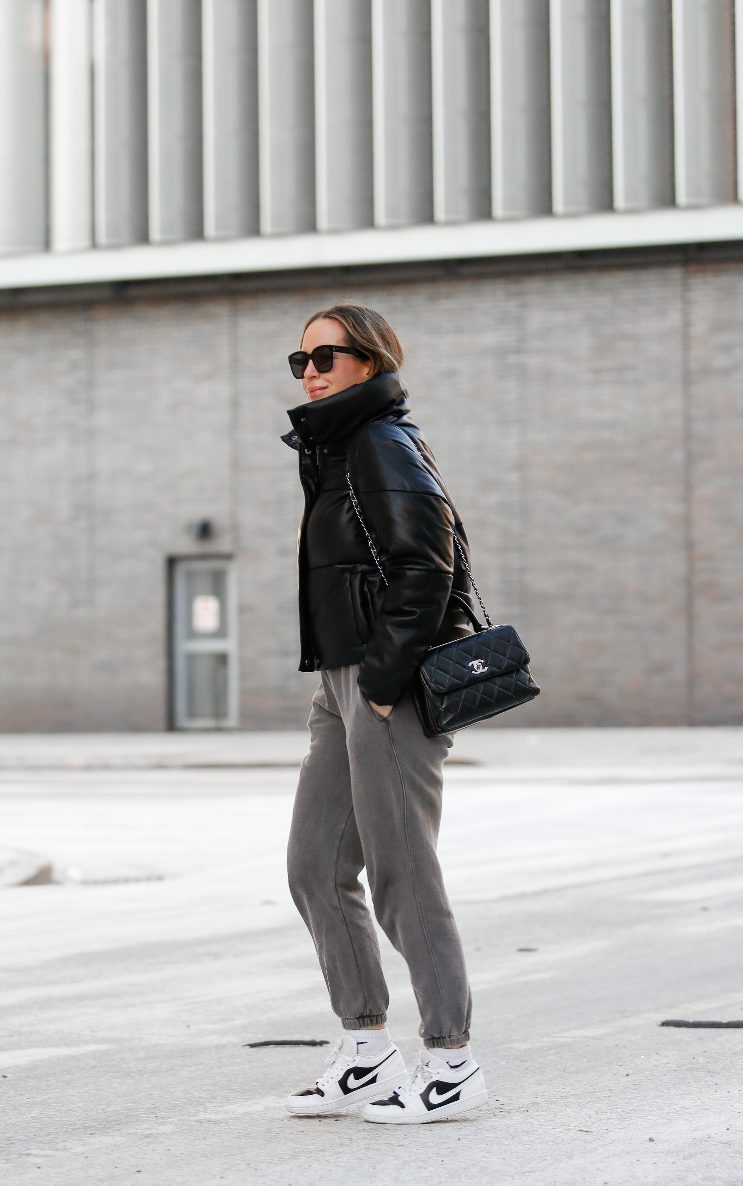 woman in black jacket and grey pants for Casual Outfit Roundup