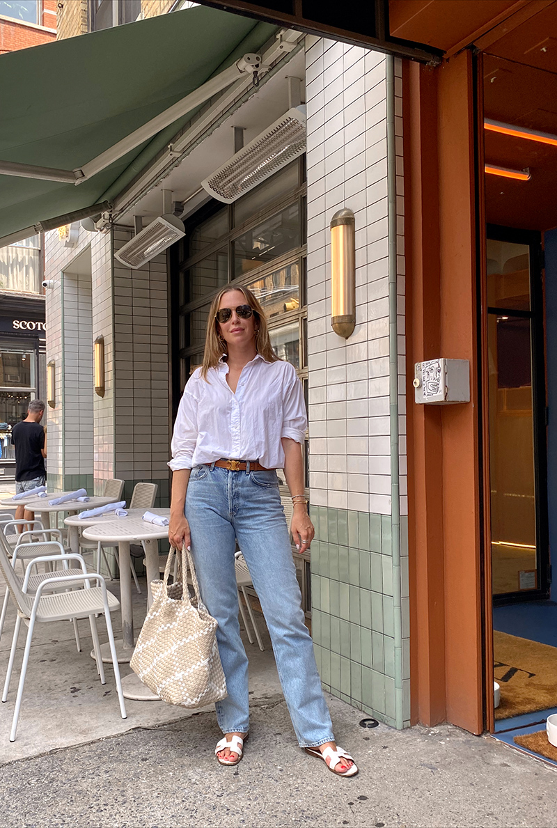 woman wearing white top and denim for Fall Denim Guide