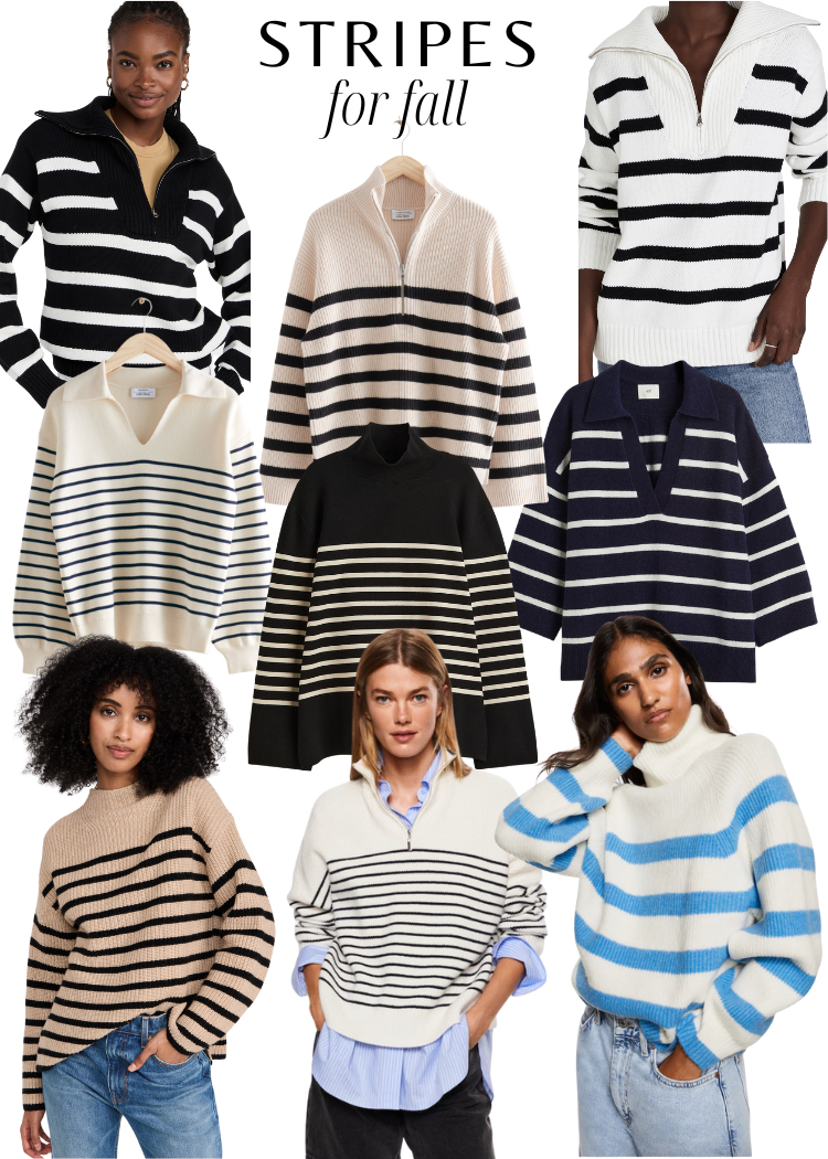 collage of Fall Stripes sweaters