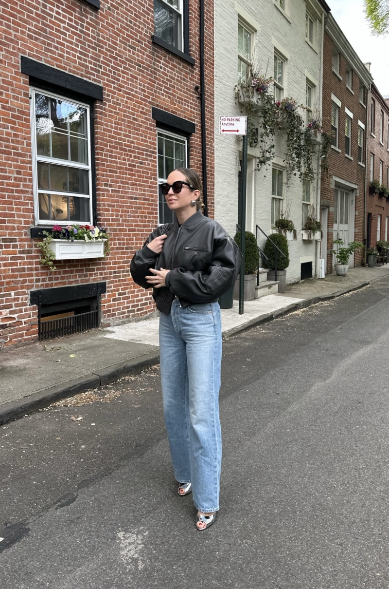 for Weekend Notes: April 29th woman wearing leather jacket and denim pants