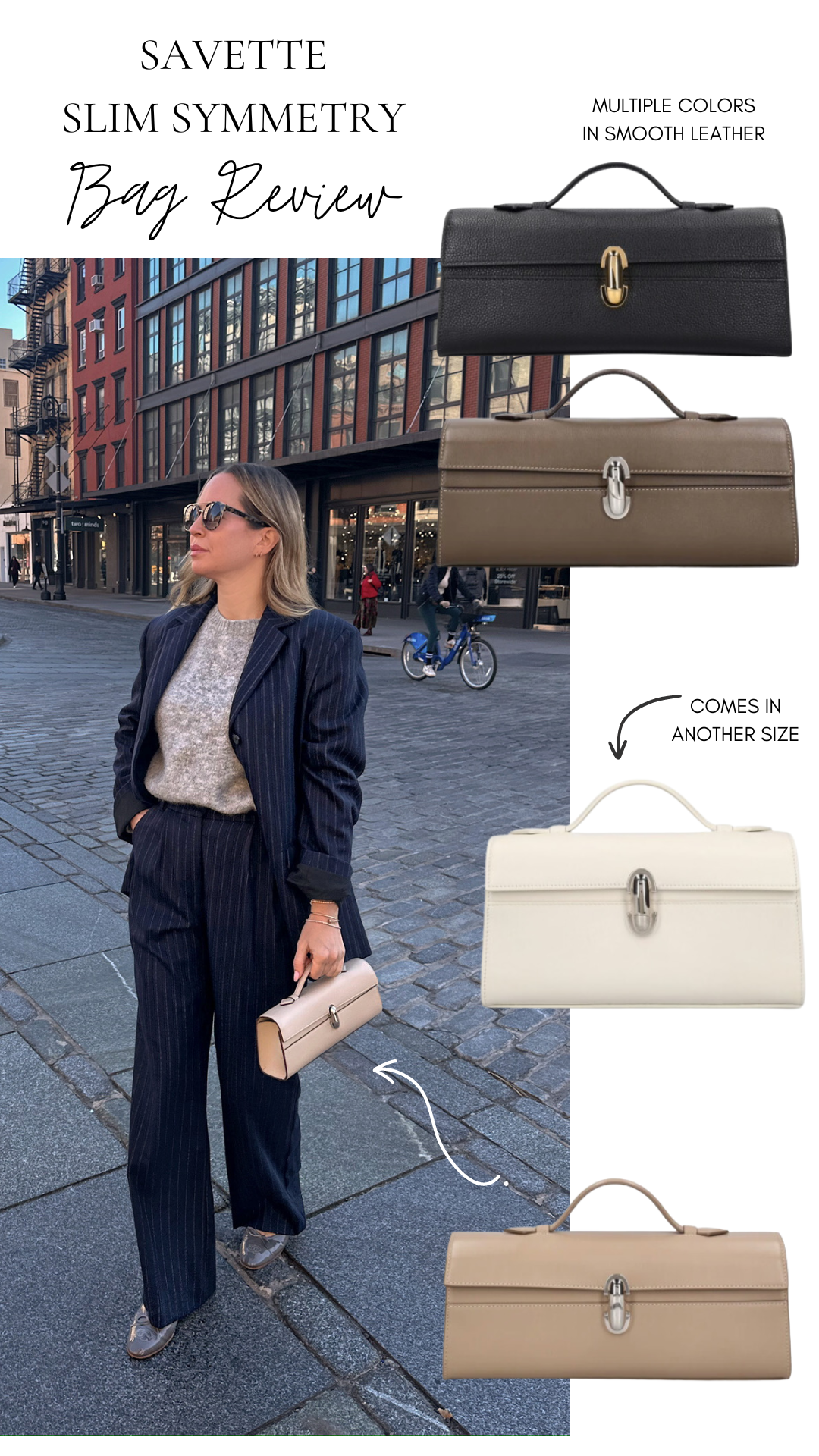Brooklyn Blonde Blogger Helena Glazer sharing her Savette Slim Symmetry Bag review